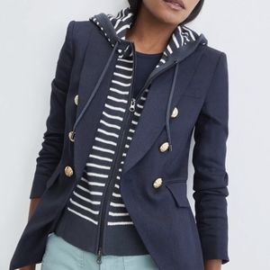 Veronica Beard Munno Cotton Knit Stripe Hoodie Dickey Insert NWT Size 00-14